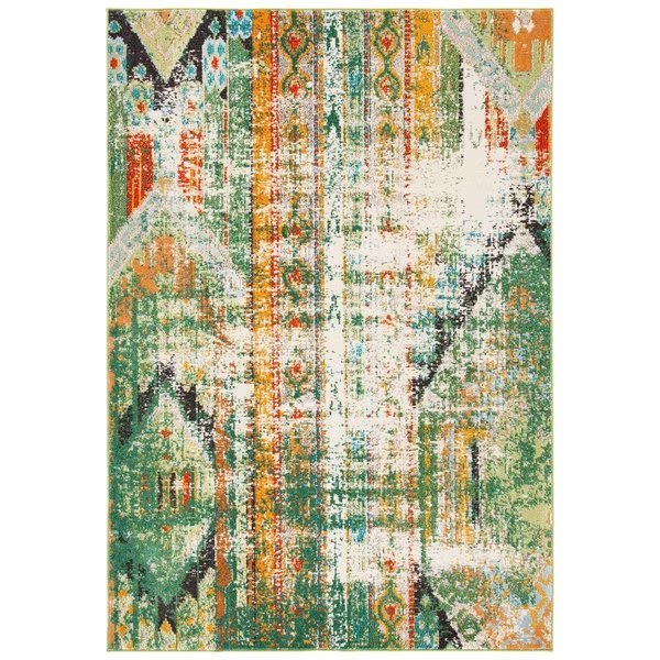 Madison 400 Global Rectangle Area Rug, Green & Orange - 3 x 5 ft., Safavieh, Mfr#: MAD422Y-3
